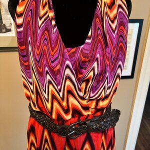 Bisou-Bisou 70s Inspired Halter Maxi Dress w/ Belt